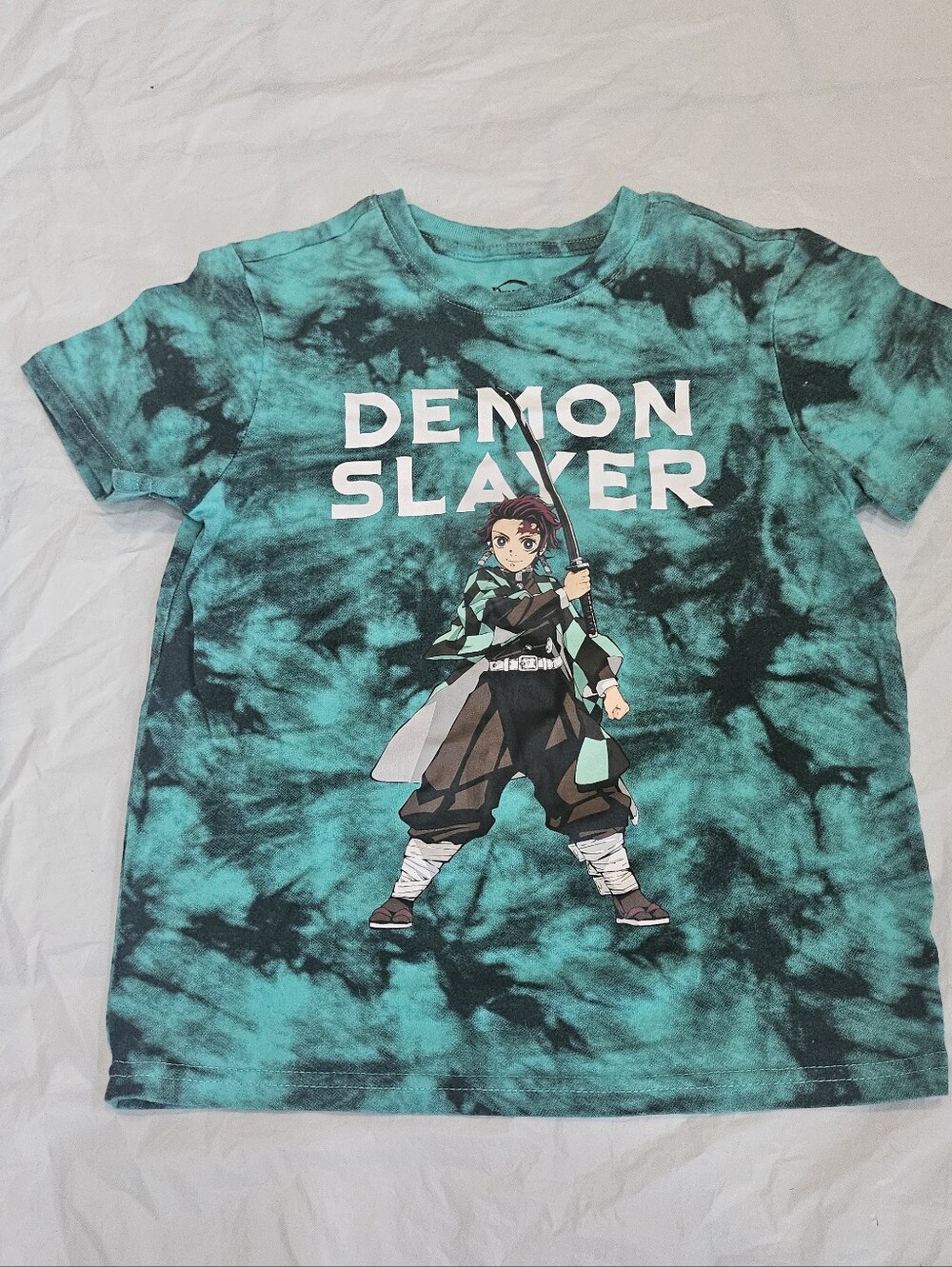 Demon Slayer Kids' Teal Tie-Dye Graphic Tee